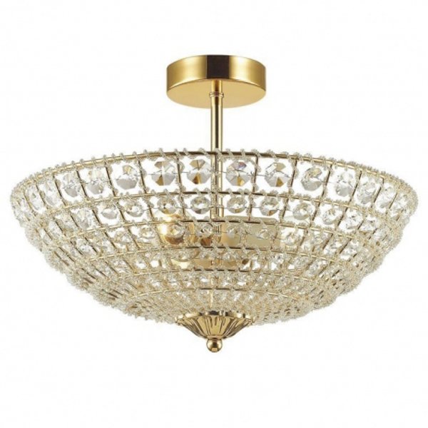 Потолочный светильник Casbah Crystal Top Lamp 3 Gold Прозрачный Глянцевое золото в Казани | Loft Concept 