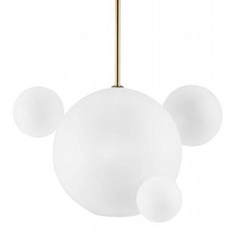 Светильник Giopato & Coombes Bollr Pendant 4 BUBBLE LAMP матовое белое стекло Белый Золотой в Казани | Loft Concept 