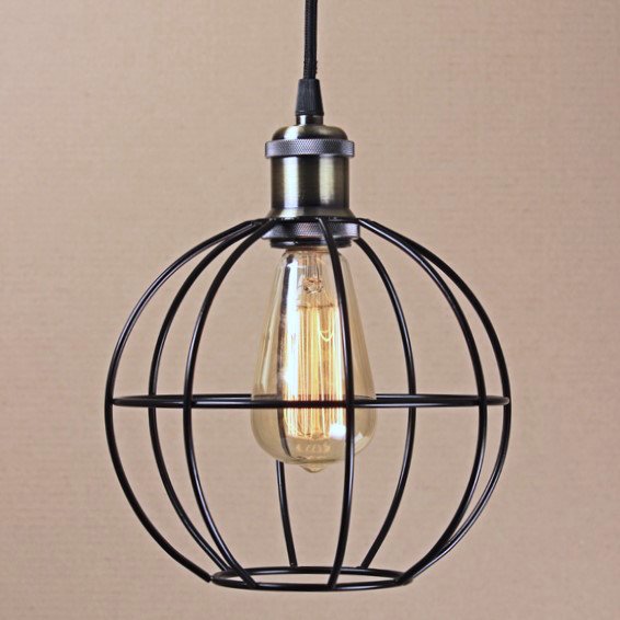 Подвесной светильник Wire Cage Pendant Ball Black Черный в Казани | Loft Concept 