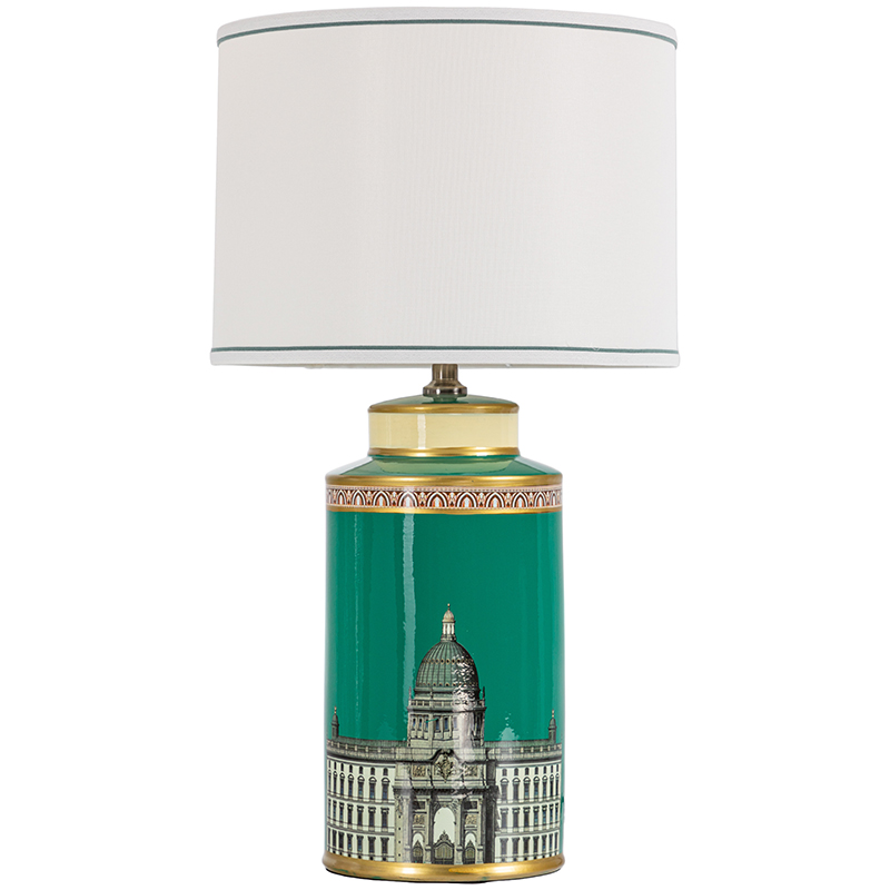 Настольная лампа Old Town Green Lampshade Белый Зеленый Золотой в Казани | Loft Concept 