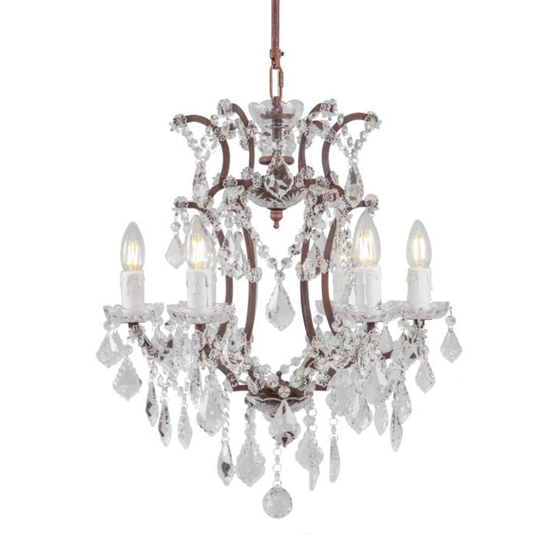 Люстра 19th c. Rococo IRON & CLEAR CRYSTAL Brown Chandelier 6 Коричневый винтаж Прозрачное Стекло в Казани | Loft Concept 