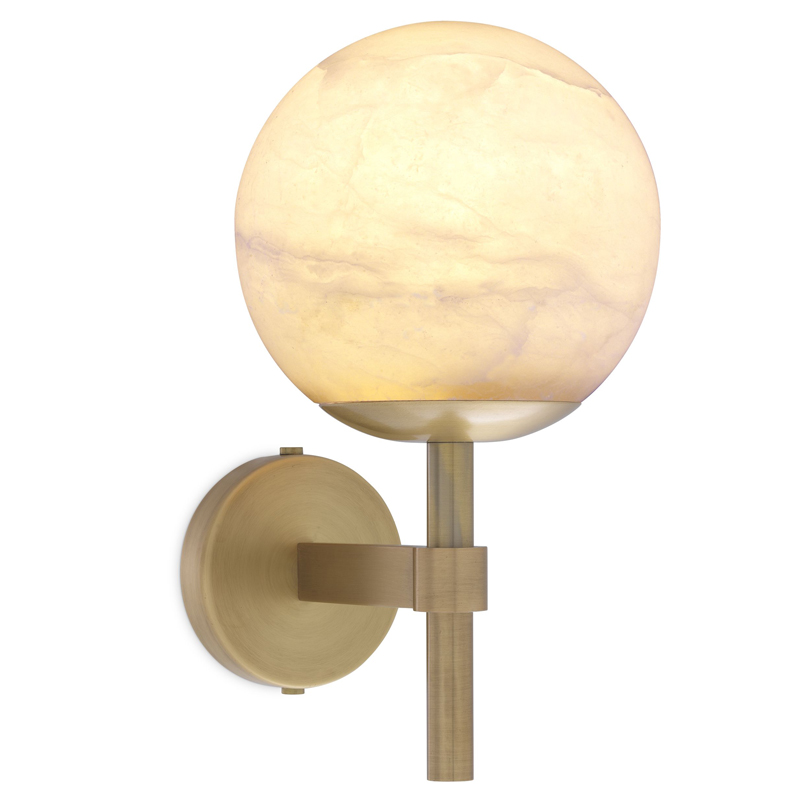 Бра Eichholtz Wall Lamp Jade alabaster Латунь Античная полированная Белый в Казани | Loft Concept 