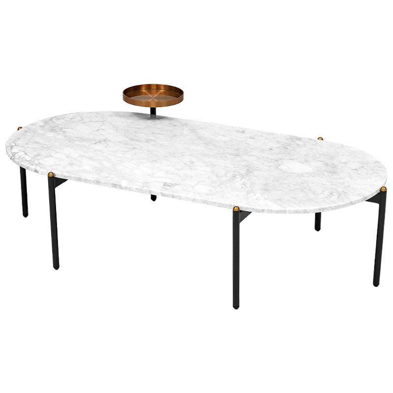 Кофейный стол с белой каменной столешницей Macias Coffee Table White Белый Черный Медь в Казани | Loft Concept 