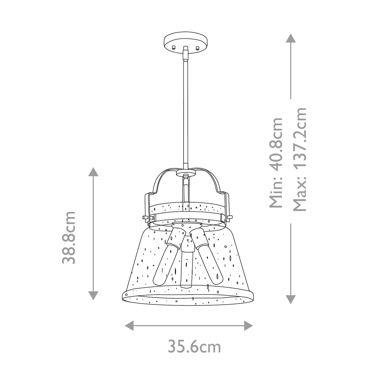 Подвесной светильник с прозрачным стеклянным плафоном в форме колокола с эффектом пузырьков и тремя лампами Quoizel в Казани