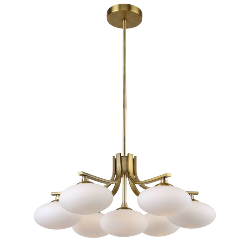 Oval Balls Mushrooms Chandelier 7 Brass Латунь Прозрачный белый в Казани | Loft Concept 