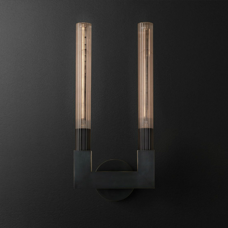 Бра RH CANNELLE wall lamp DOUBLE Sconces Black Черный Прозрачное Стекло в Казани | Loft Concept 