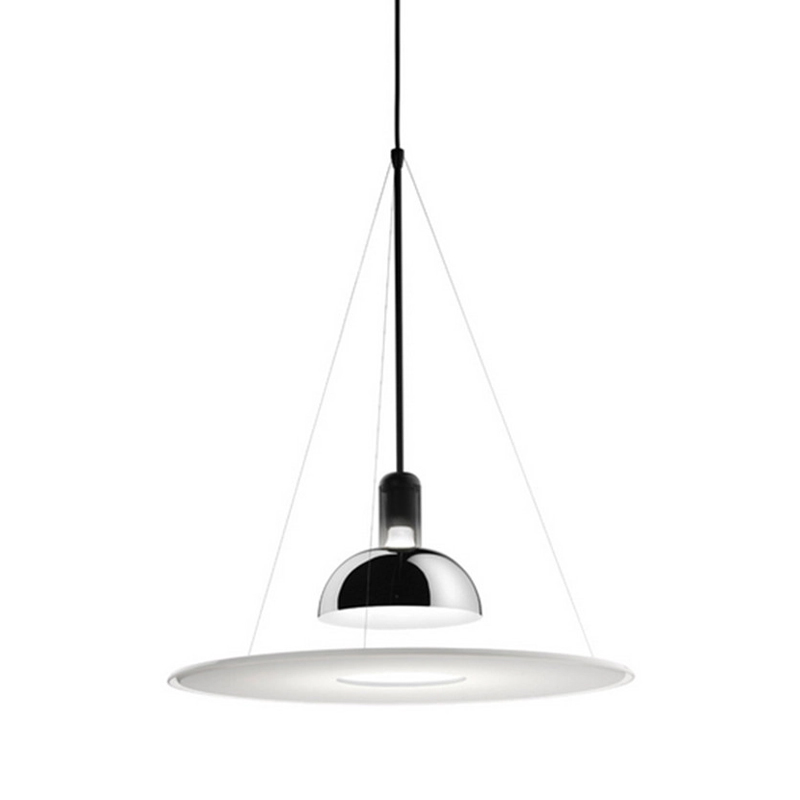 Подвесной светильник Flos Frisbi Lamp Сталь Белое матовое стекло в Казани | Loft Concept 