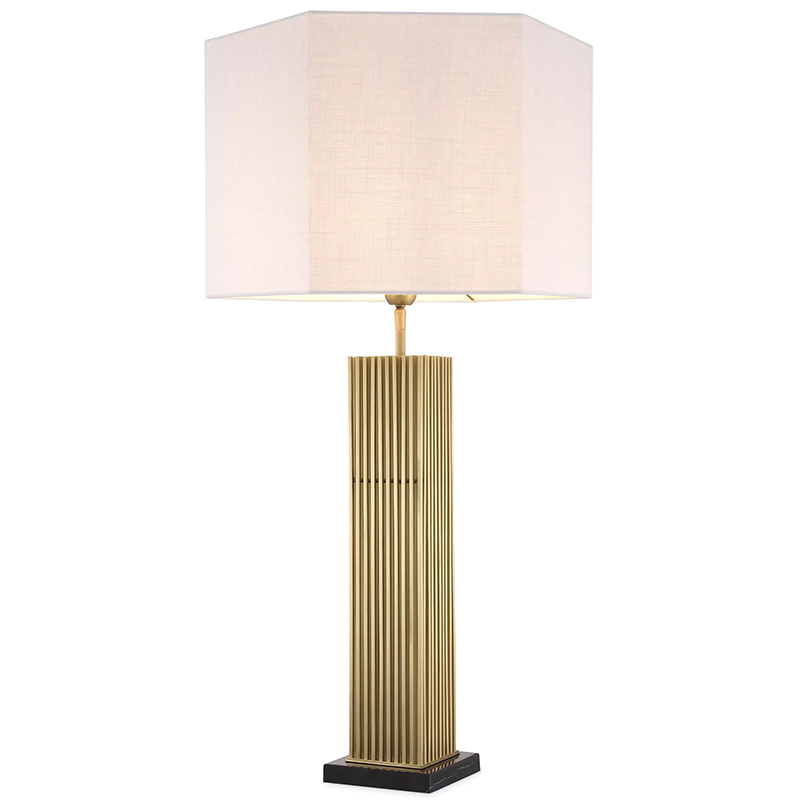 Настольная лампа Eichholtz Table Lamp Viggo Brass Латунь Белый в Казани | Loft Concept 