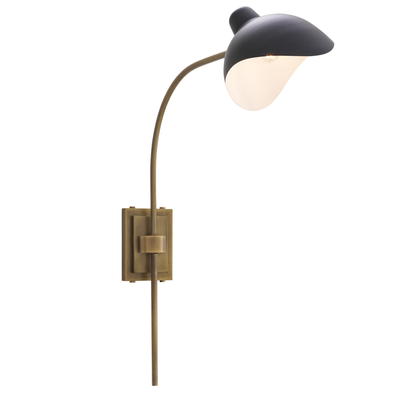 Бра Eichholtz Wall Lamp Pelham Brass Черный Латунь Античная полированная в Казани | Loft Concept 