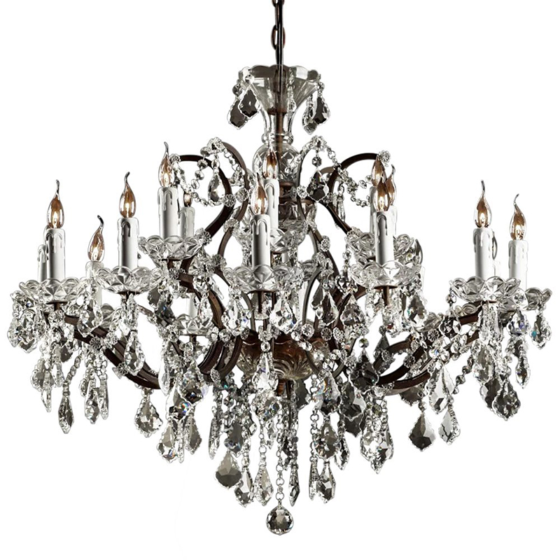 Люстра 19th c. Rococo IRON & CLEAR CRYSTAL Brown Chandelier 18 Прозрачное Стекло Коричневый винтаж в Казани | Loft Concept 