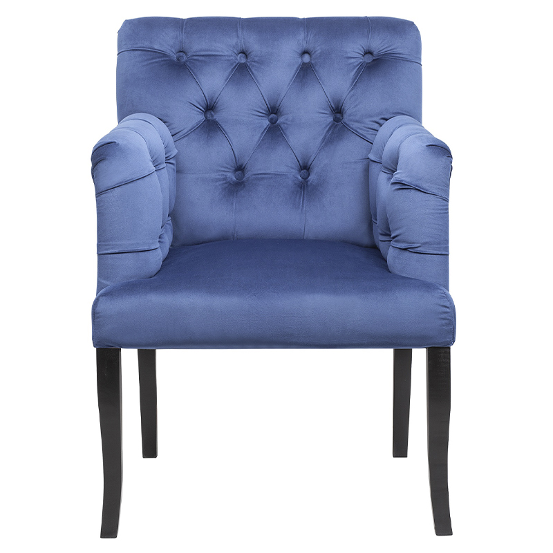 Кресло Addison Chic Armchair deep blue velour Синий Черный в Казани | Loft Concept 