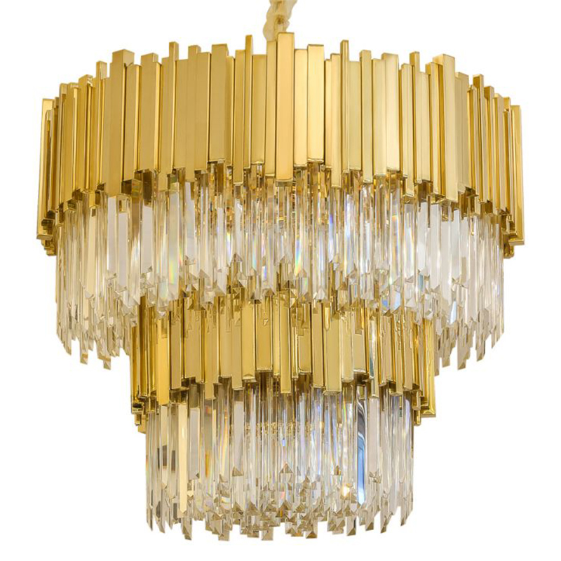 Круглая многоярусная люстра Luxxu Modern Cascade Chandelier Gold Metal Glass Золотой Прозрачное Стекло в Казани | Loft Concept 