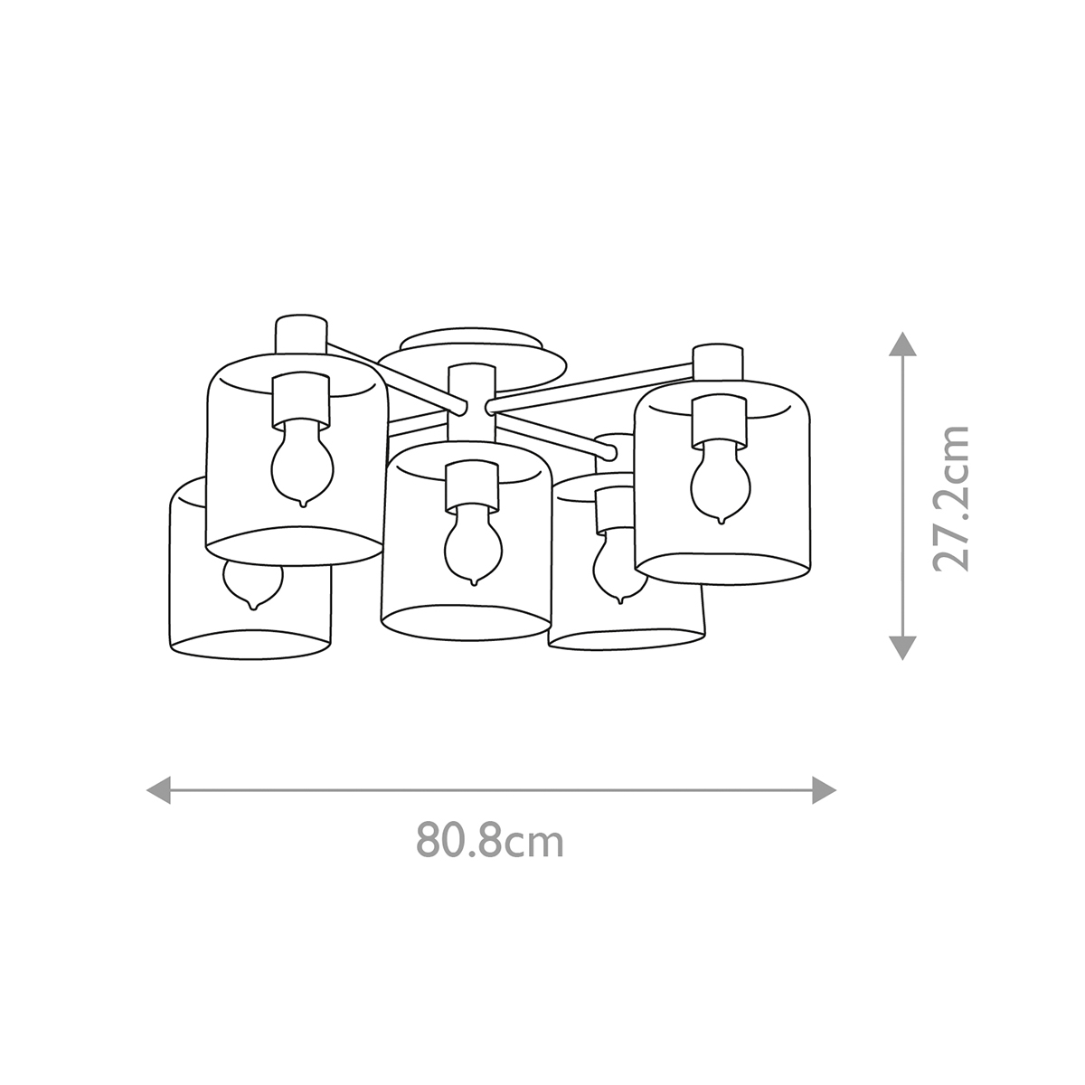 Потолочный светильник цвета латунь с пятью прозрачными цилиндрическими плафонами Hinkley в Казани