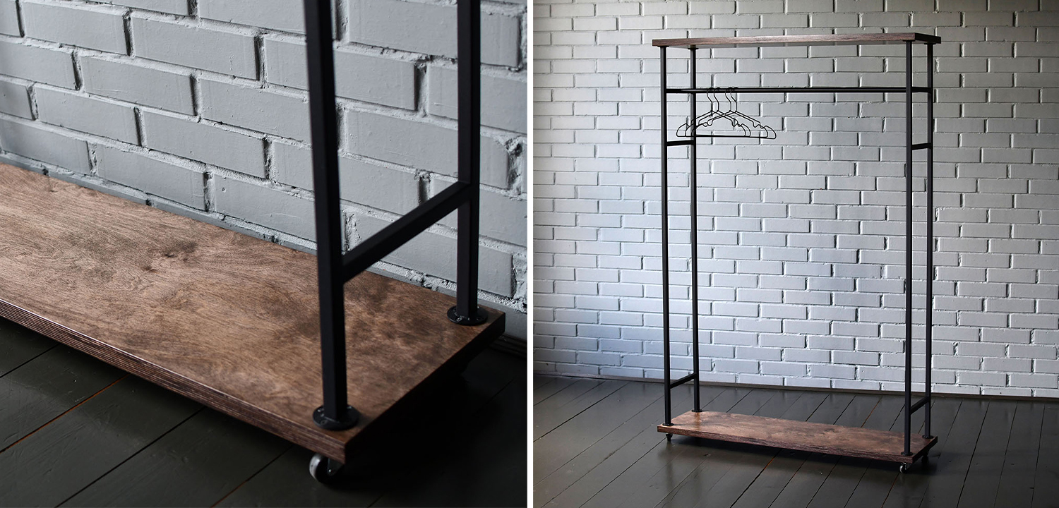 Рейл Lowery Brown Industrial Metal Rust Clothes Rail - фото