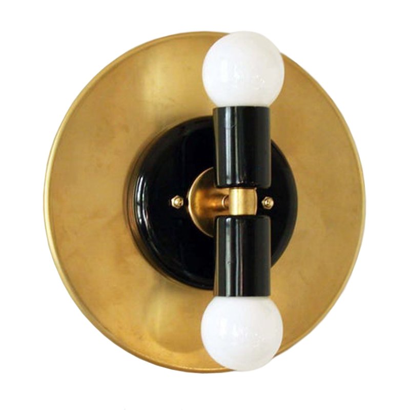 Modern Wall Double Sconce Gold Black Глянцевое золото Черный в Казани | Loft Concept 