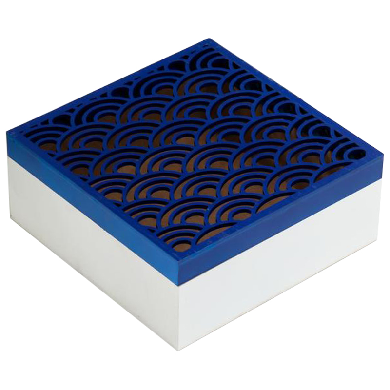 Шкатулка Deep Blue Scales Pattern Box Белый Синий в Казани | Loft Concept 