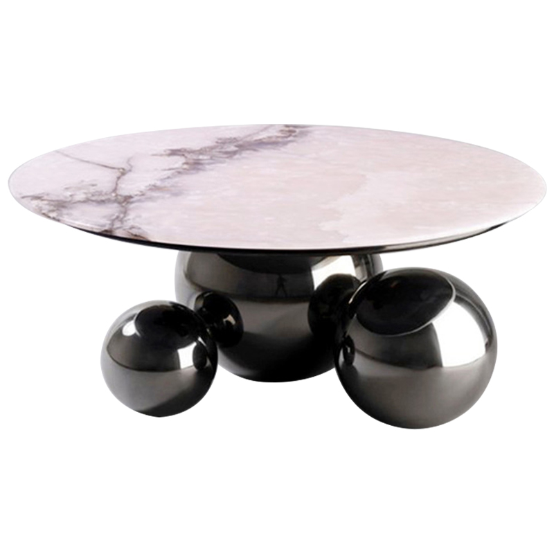 Кофейный стол Ball Metal Graphite Coffee Table Графит Белый Мрамор Bianco в Казани | Loft Concept 