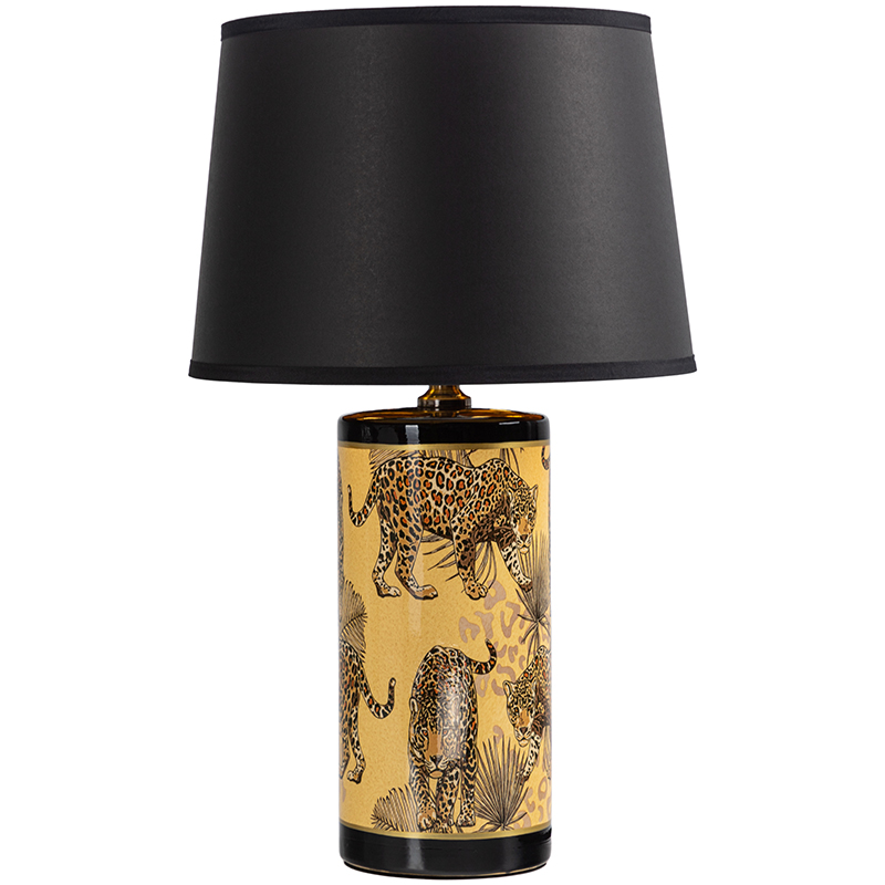 Настольная лампа с абажуром Leopard Lampshade Black Желтый Черный в Казани | Loft Concept 