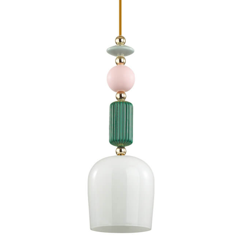 Подвесной светильник Iris hanging lamp candy green Белое матовое стекло Розовый пастельный Зеленый в Казани | Loft Concept 