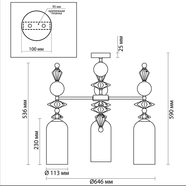 Люстра Iris Glass Chandelier candy 3 chrome в Казани