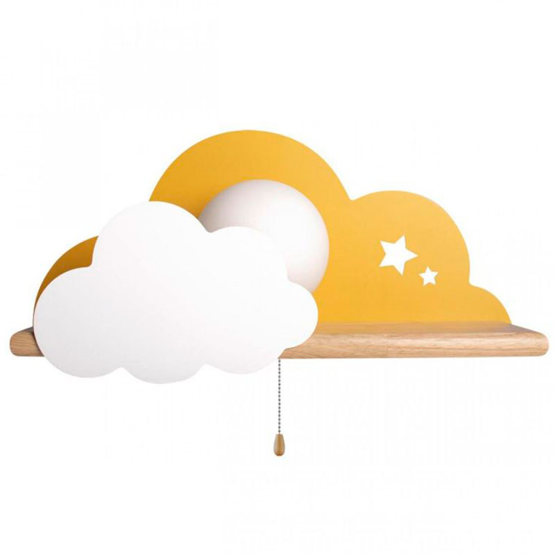 Бра с полкой желтое Облако Wall Lamp Yellow Cloud Желтый Древесина в Казани | Loft Concept 