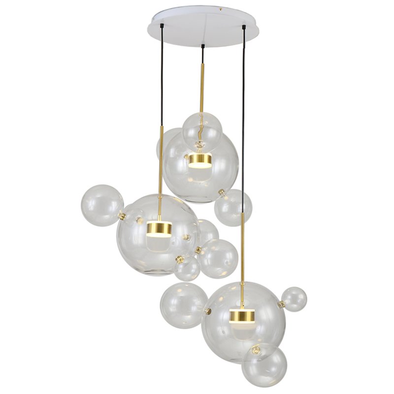 Люстра Bolle Circular Chandelier 14 BUBBLE Giopato & Coombes Прозрачный (Transparent) Латунь в Казани | Loft Concept 