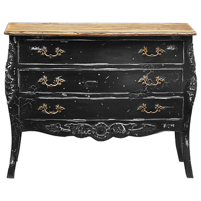 Комод в стиле прованс Carved Black Vintage Commode Черный Коричневый Винтажный черный в Казани | Loft Concept 