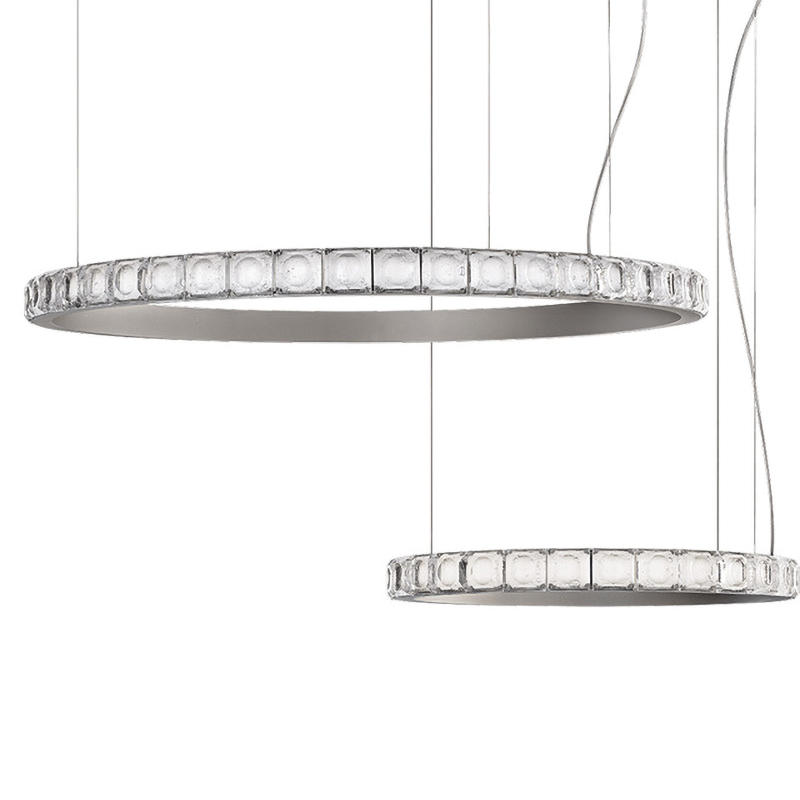 Люстра Ring horizontal silver chandelier Прозрачный Серебряный в Казани | Loft Concept 