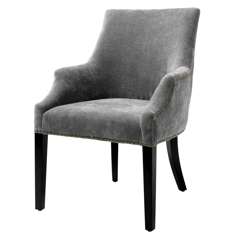 Стул Eichholtz Dining Chair Legacy grey Серый Черный Латунь Античная полированная в Казани | Loft Concept 