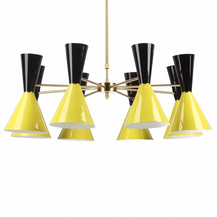 Люстра CAIRO Chandelier 8 Armblack black and yellow Черный Желтый Латунь в Казани | Loft Concept 