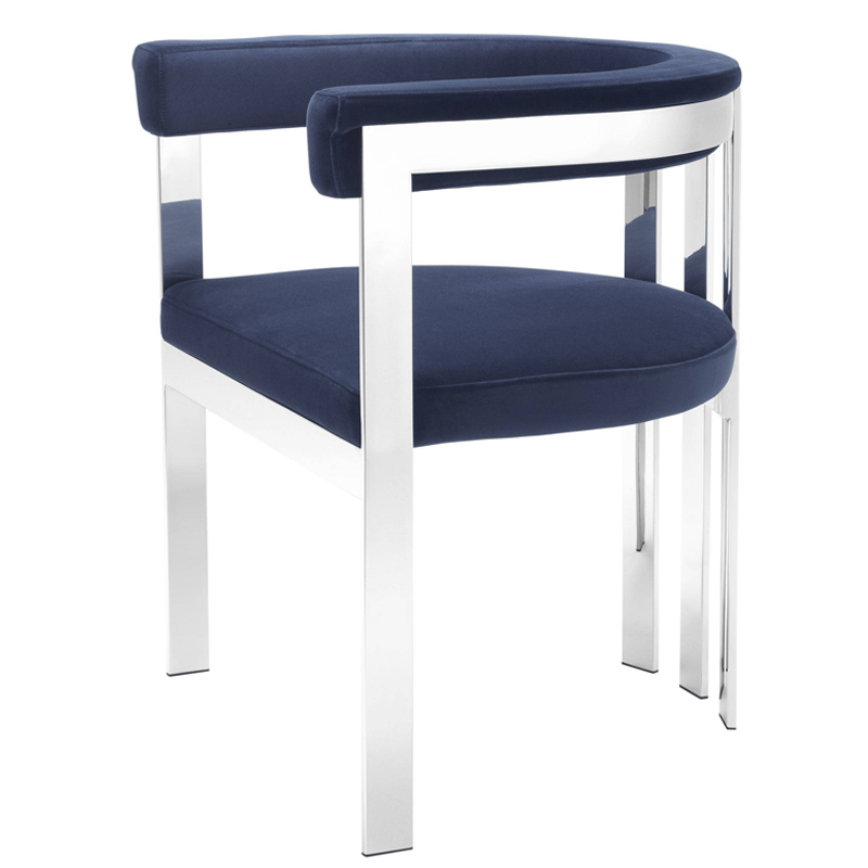 Стул Eichholtz Dining Chair Clubhouse blue Сапфирово-синий Нержавеющая сталь в Казани | Loft Concept 