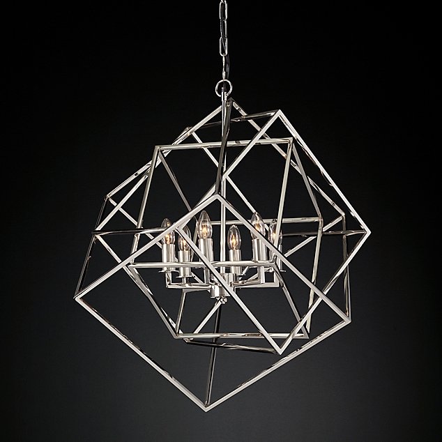 Люстра Restoration Hardware Caged Cubist Pendant Серебряный в Казани | Loft Concept 