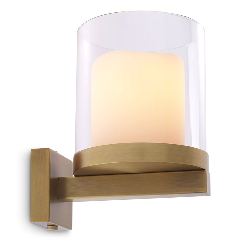 Бра Eichholtz Wall Lamp Donovan Brass Белый Латунь Прозрачное Стекло в Казани | Loft Concept 