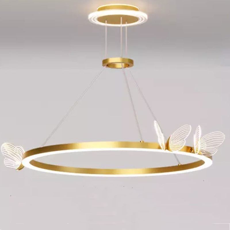 Подвесной светильник с бабочками Butterfly Ring F Прозрачный Латунь в Казани | Loft Concept 