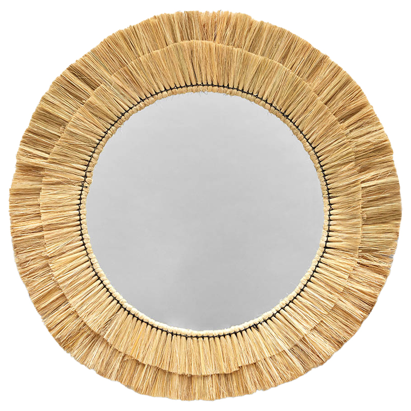 Круглое зеркало с плетеной рамой Jyoti Wicker Mirror Древесина Зеркало в Казани | Loft Concept 