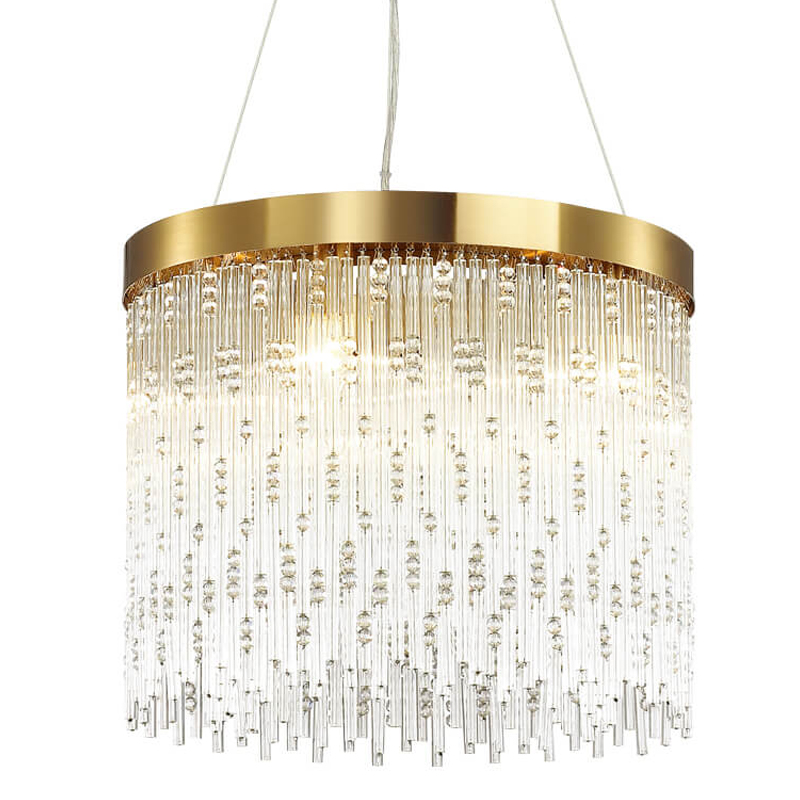 Люстра Hailstorm Rain Kerri Chandelier gold 45 Прозрачный (Transparent) Золотой в Казани | Loft Concept 