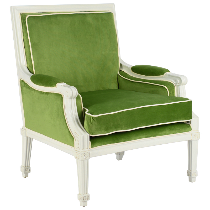 Кресло French Provence Armchair Ferrand green Зеленый смок Белый в Казани | Loft Concept 