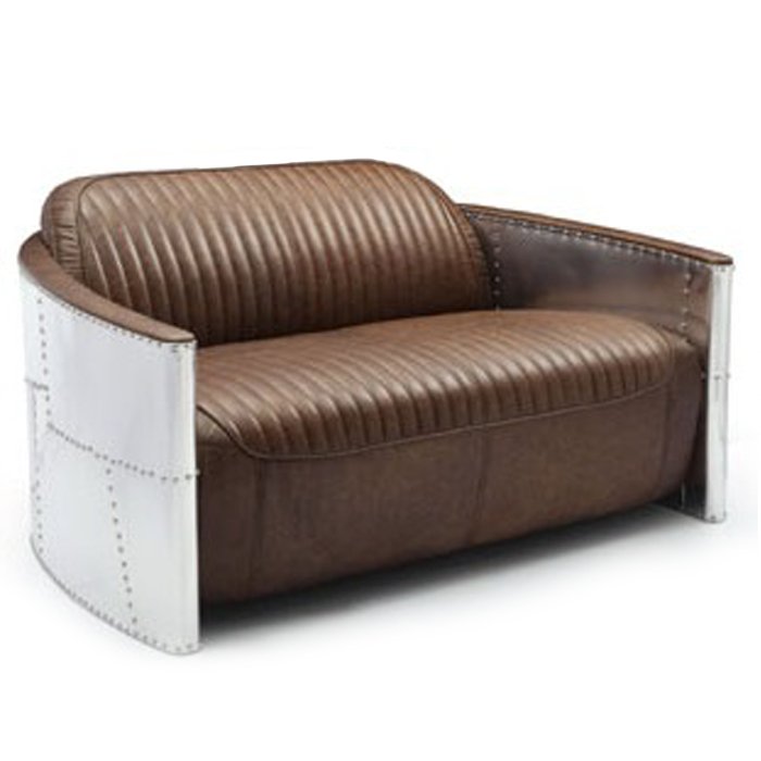 Диван Aviator Sofa 2 seat Белый Черный Коричневый в Казани | Loft Concept 