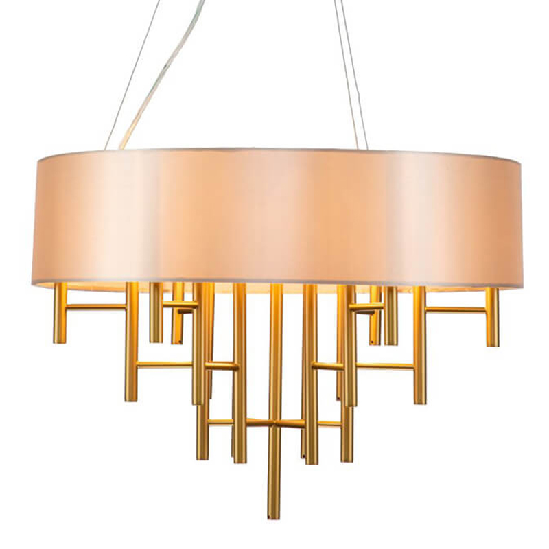 Люстра Oswell Lampshade Chandelier Латунь Бежевый в Казани | Loft Concept 