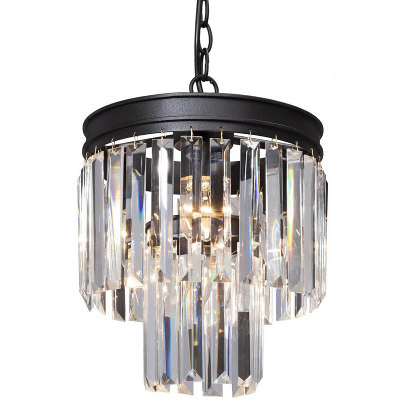 Светильник ODEON CLEAR GLASS Pendant lamp прозрачное Стекло D 27 Черный матовый в Казани | Loft Concept 