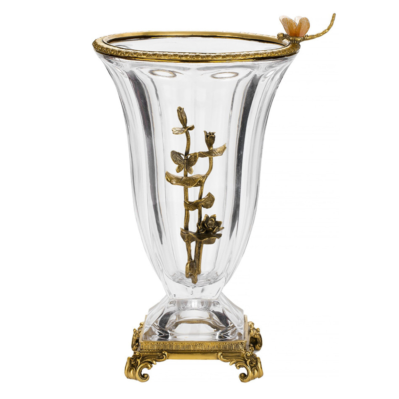 Ваза из прозрачного стекла с бронзовой вставкой в виде цветущей ветви Eden Garden porcelain and bronze Прозрачное Стекло Бронза Ваза из прозрачного стекла с бронзовой вставкой в виде цветущей ветви Eden Garden porcelain and bronze Прозрачное Стекло Бронза в Казани | Loft Concept