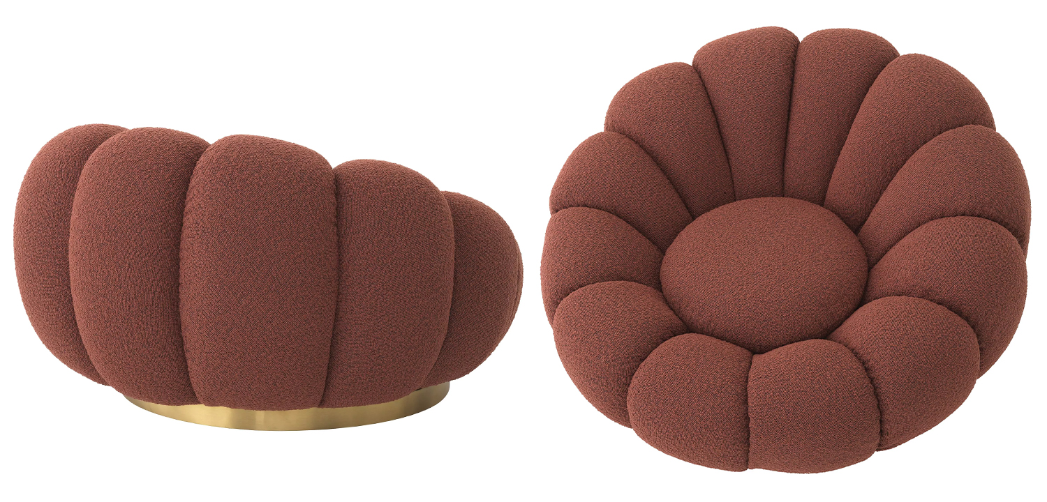 Кресло Eichholtz Swivel Chair Mello Boucle Rouge - фото №2