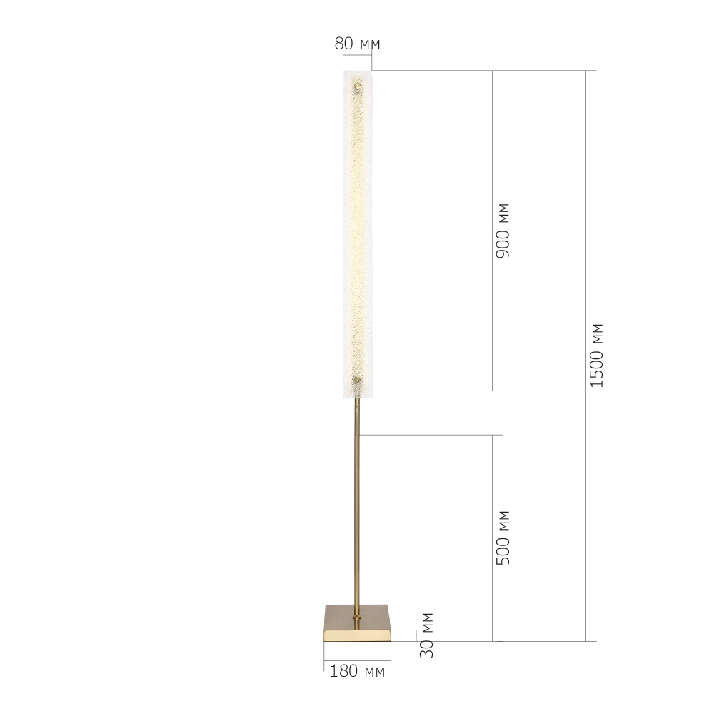 Торшер с прямоугольным плафоном с эффектом морозного стекла Freezing в Казани