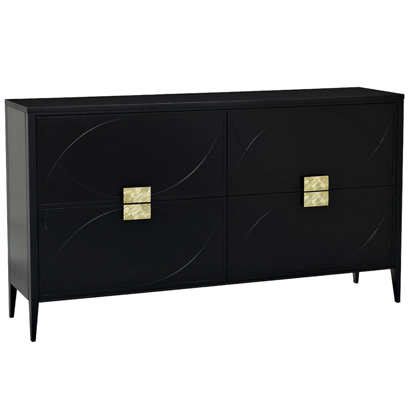 Комод с 4-мя ящиками Amelie Black Chest of Drawers Черный Черный Золотой в Казани | Loft Concept 