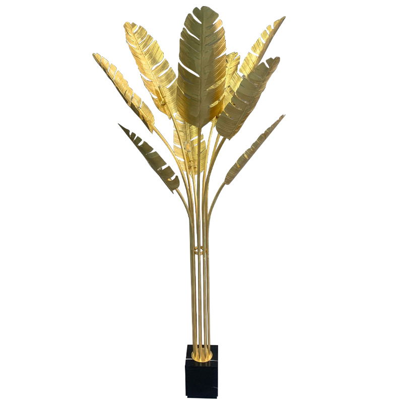 Торшер Gold Palm Leaves Floor Lamp Золотой Черный в Казани | Loft Concept 