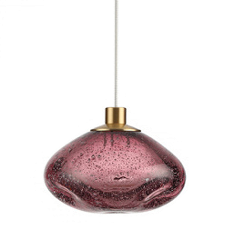 Подвесной светильник с прозрачным стеклянным плафоном округлой формы Effervia  Бронзовый Янтарный Красный Зеленый Серый в Казани | Loft Concept 