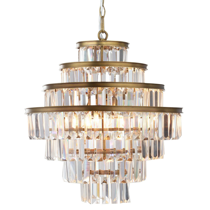 Люстра RH Alaine Crystal Large Pendant Antiqued Brass Золотой Прозрачное Стекло в Казани | Loft Concept 