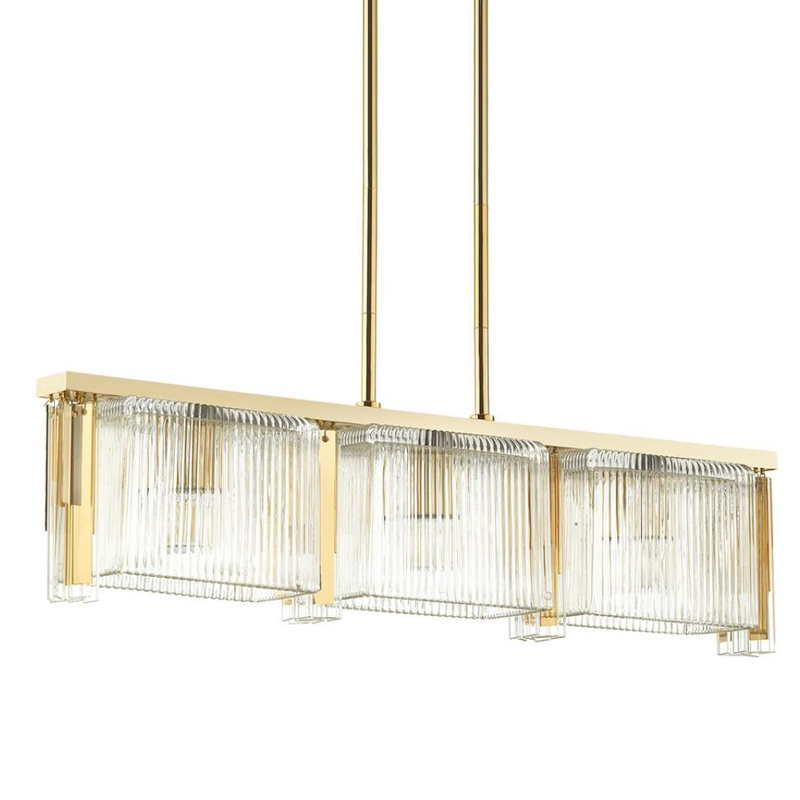 Люстра Madelen Gold Linear Chandelier Глянцевое золото Прозрачный (Transparent) в Казани | Loft Concept 