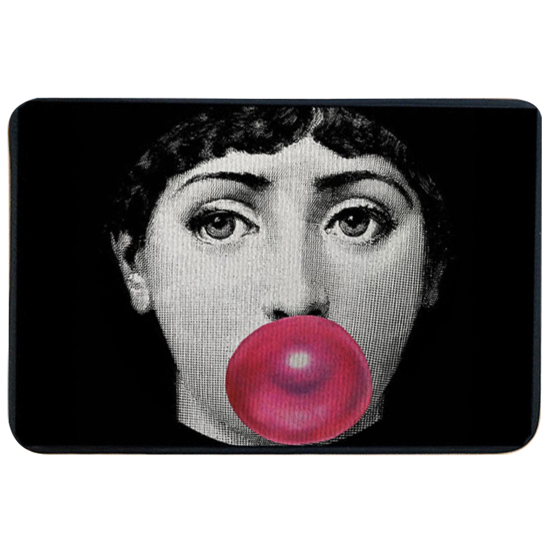 Ковер для прихожей и ванной Fornasetti Pink Bubblegum Rug Черно-белый Розовый в Казани | Loft Concept 