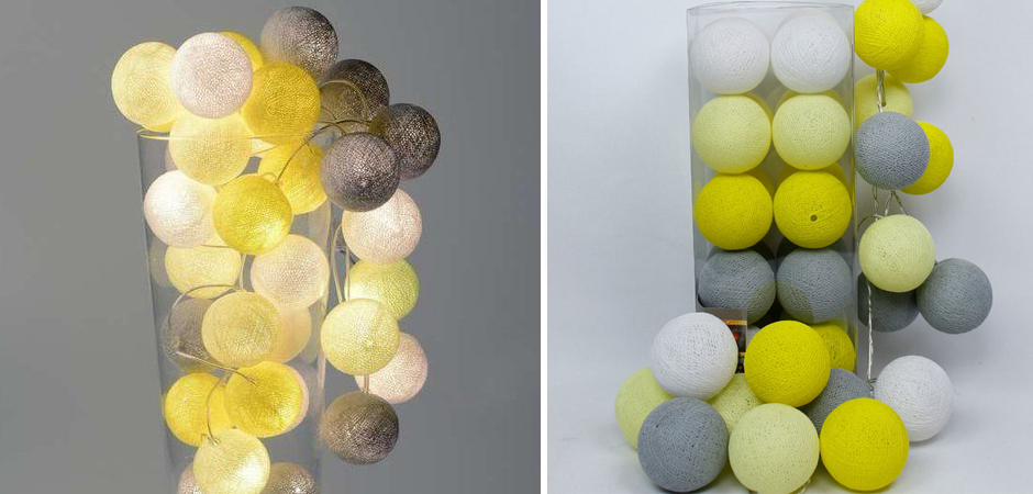Гирлянда хлопковые фонарики Сotton Ball Yellow - Loft-Concept в Казани